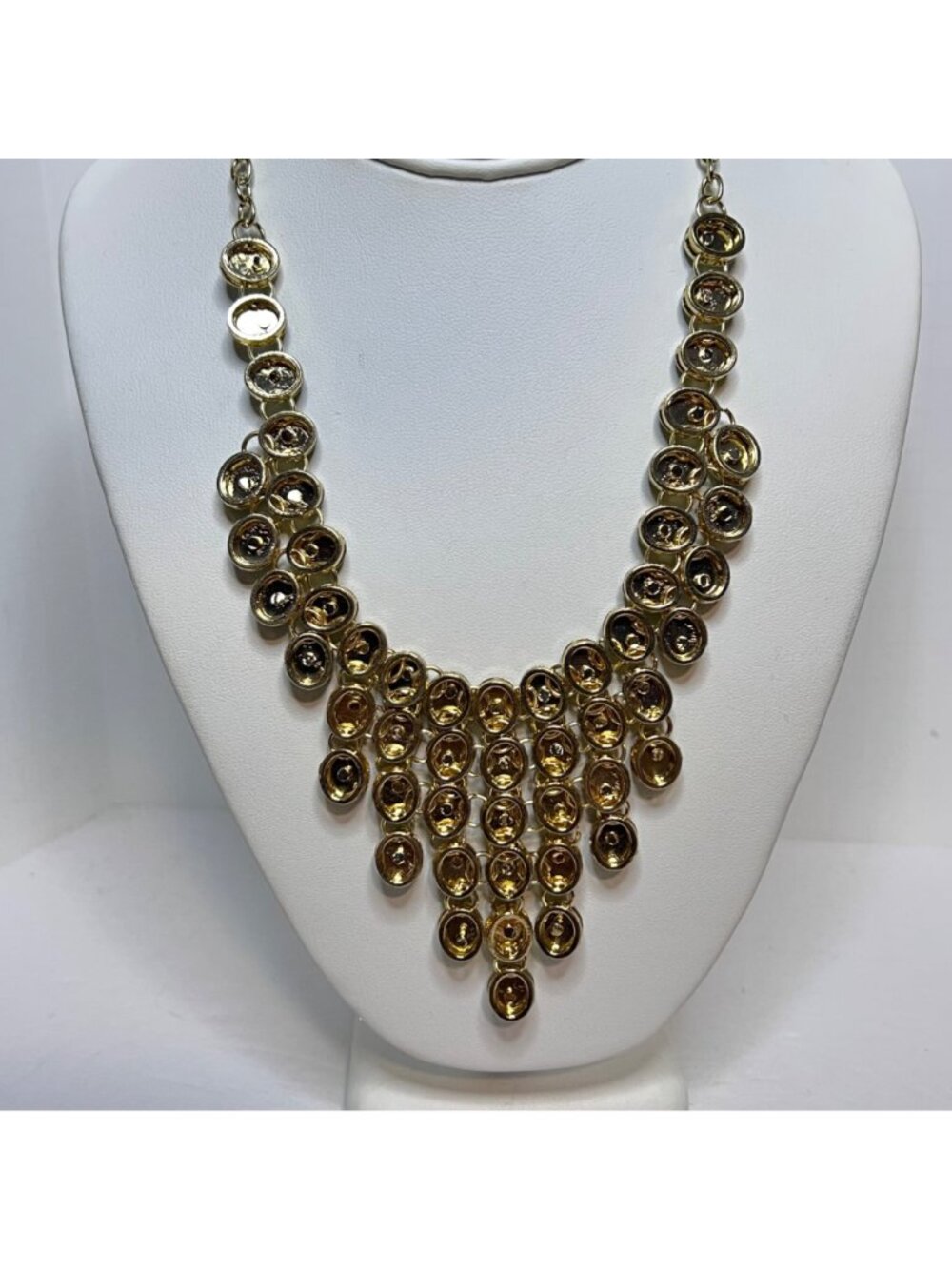 Cara New York Gold Tone And Green Statement Bib Necklace (6357) - Picture 5 of 8